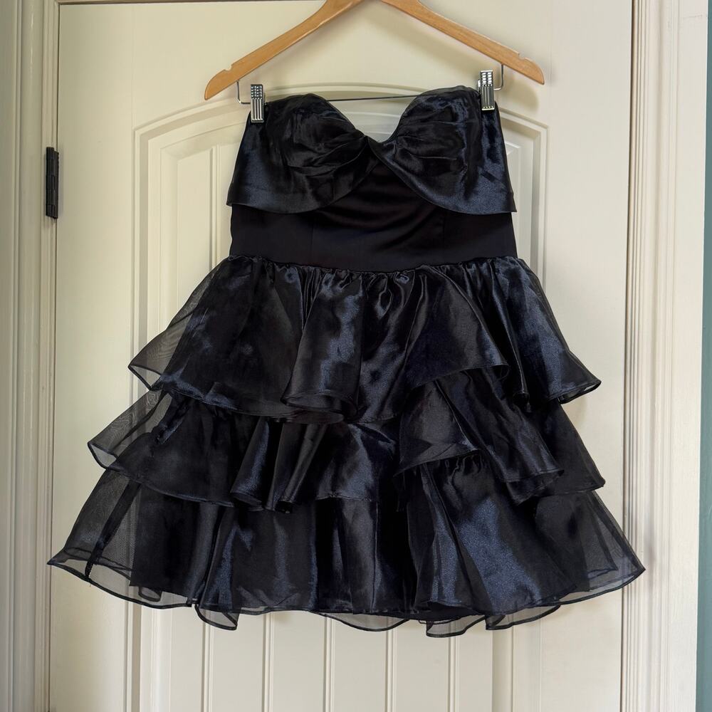 City Studio Strapless Organza Tiered Whimsigoth Mini Dress Vampire Bubble Goth